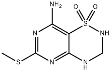 3,4-Dihydro-8-amino-6-methylthio-2H-pyrimido[4,5-e]-1,2,4-thiadiazine 1,1-dioxide 结构式