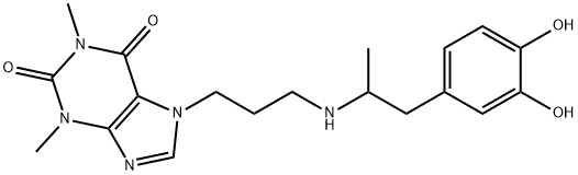 3,7-ジヒドロ-7-[3-[[2-(3,4-ジヒドロキシフェニル)-1-メチルエチル]アミノ]プロピル]-1,3-ジメチル-1H-プリン-2,6-ジオン 化学構造式