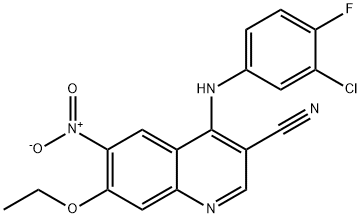 4-((3-氯-4-氟苯基)氨基)-7-乙氧基-6-硝基喹啉-3-甲腈,740791-06-4,结构式