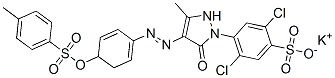 Benzenesulfonic acid, 2,5-dichloro-4-[4,5-dihydro- 3-methyl-4-[[4-[[(4-methylphenyl)sulfonyl]oxy]phenyl ]azo]-5-oxo-1H-pyrazol-1-yl]-, potassium salt Structure