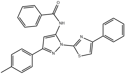 N-[5-(4-methylphenyl)-2-(4-phenyl-1,3-thiazol-2-yl)pyrazol-3-yl]benzam ide Structure