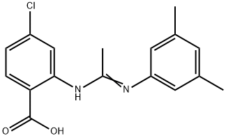 4-chloro-2-[1-[(3,5-dimethylphenyl)amino]ethylideneamino]benzoic acid Structure