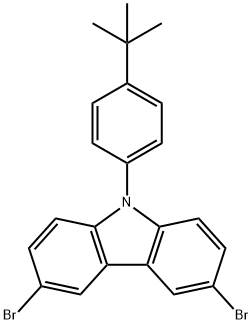 3,6-ジブロモ-9-(4-tert-ブチルフェニル)-9H-カルバゾール 化学構造式