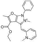 1H-Furo[2,3-c]pyrazolium,  4-(ethoxycarbonyl)-2,5-dimethyl-3-[(1-methyl-2(1H)-pyridinylidene)methyl]-1-phenyl-  (9CI) 结构式