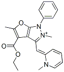 1H-Furo[2,3-c]pyrazolium,  4-(ethoxycarbonyl)-2,5-dimethyl-3-[(1-methyl-2(1H)-pyridinylidene)methyl]-1-phenyl-  (9CI),741667-75-4,结构式