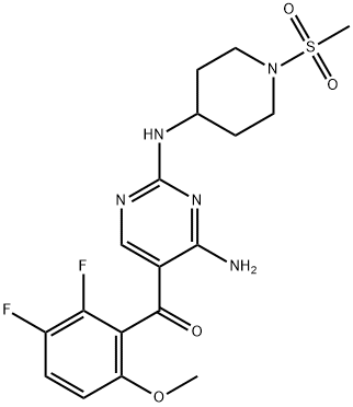 [4-Amino-2-[(1-methylsulfonylpiperidin-4-yl)amino]pyrimidin-5-yl](2,3-difluoro-6-methoxyphenyl)methanone(R 547)|[4-氨基-2-[(1-甲磺酰基哌啶-4-基)氨基]嘧啶-5-基](2,3-二氟-6-甲氧基苯基)甲酮