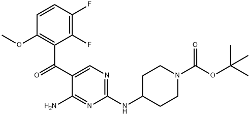 4 - ((4-氨基-5-(2,3-二氟-6-甲氧基苯甲酰基)嘧啶-2-基)氨基)哌啶-1-甲酸叔丁 结构式