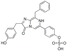 Imidazo[1,2-a]pyrazin-3(7H)-one,  2-[(4-hydroxyphenyl)methyl]-8-(phenylmethyl)-6-[4-(sulfooxy)phenyl]- 化学構造式