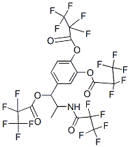 Bis(2,2,3,3,3-pentafluoropropanoic acid)4-[1-(2,2,3,3,3-pentafluoro-1-oxopropoxy)-2-[(2,2,3,3,3-pentafluoro-1-oxopropyl)amino]propyl]-1,2-phenylene ester Structure