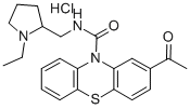 2-Acetyl-N-((1-ethyl-2-pyrrolidinyl)methyl)phenothiazine-10-carboxamid e monohydrochloride 结构式