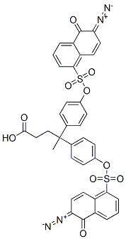 4-[[(6-diazo-5,6-dihydro-5-oxo-1-naphthyl)sulphonyl]oxy]-gamma-[4-[[(6-diazo-5,6-dihydro-5-oxo-1-naphthyl)sulphonyl]oxy]phenyl]-gamma-methylbenzenebutyric acid Struktur