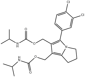5-(3,4-ジクロロフェニル)-2,3-ジヒドロ-1H-ピロリザイン-6,7-ジメタノールビス(イソプロピルカルバマート) 化学構造式