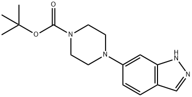 4-(1H-吲唑-6-基)哌嗪-1-甲酸叔丁酯 结构式