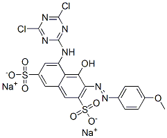 disodium 5-[(4,6-dichloro-1,3,5-triazin-2-yl)amino]-4-hydroxy-3-[(4-methoxyphenyl)azo]naphthalene-2,7-disulphonate 结构式