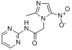 N-(2-ピリミジニル)-2-メチル-5-ニトロ-1H-イミダゾール-1-アセトアミド 化学構造式