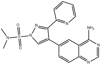 1H-Pyrazole-1-sulfonaMide, 4-(4-aMino-6-quinazolinyl)-N,N-diMethyl-3-(2-pyridinyl)- Structure