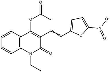 4-(Acetyloxy)-1-ethyl-3-(2-(5-nitro-2-furanyl)ethenyl)-2(1H)-quinolino ne Structure