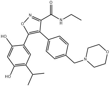 5-[2,4-Dihydroxy-5-isopropylphenyl]-N-ethyl-4-[4-(4-morpholinylmethyl)phenyl]-3-isoxazolecarboxamide Structure