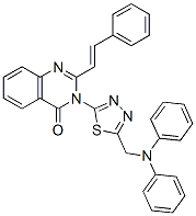 3-[5-[(diphenylamino)methyl]-1,3,4-thiadiazol-2-yl]-2-[(E)-2-phenylethenyl]quinazolin-4-one 结构式