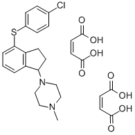 4-(4-Chlorophenylthio)-1-(4-methylpiperazino)indane bis(hydrogen malea te) 结构式