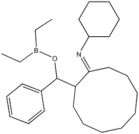 Diethyl[2-(cyclohexylimino)cyclodecyl(phenyl)methoxy]borane 结构式