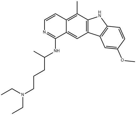 1-((4-(Diethylamino)-1-methylbutyl)amino)-9-methoxy-5-methyl-9H-pyrido (4,3-b)carbazole H2O 结构式