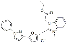 1-(2-ethoxy-2-oxoethyl)-3-methyl-2-[5-(1-phenyl-1H-pyrazol-3-yl)furan-2-yl]-1H-benzimidazolium chloride 结构式