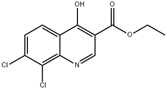 7,8-DICHLORO-4-HYDROXY-QUINOLINE-3-CARBOXYLIC ACID ETHYL ESTER 化学構造式