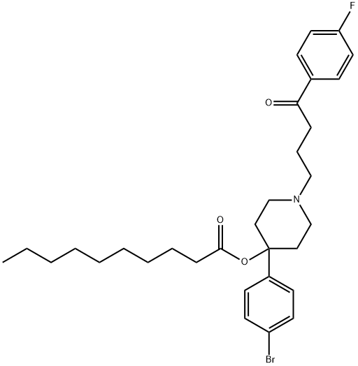 4-(4-bromophenyl)-1-[4-(4-fluorophenyl)-4-oxobutyl]-4-piperidinyl decanoate,75067-66-2,结构式