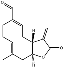 (3aR,5E,9E,11aS)-2,3,3a,4,7,8,11,11a-Octahydro-10-methyl-3-methylene-2-oxocyclodeca[b]furan-6-carbaldehyde Structure