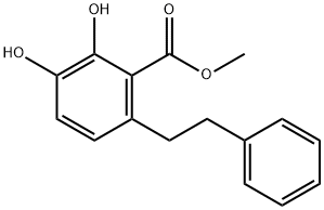 2,3-ジヒドロキシ-6-(2-フェニルエチル)安息香酸メチル 化学構造式