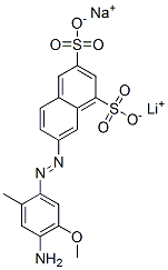 7-[(4-amino-5-methoxy-o-tolyl)azo]naphthalene-1,3-disulphonic acid, lithium sodium salt Structure