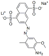 3-[(4-amino-5-methoxy-o-tolyl)azo]naphthalene-1,5-disulphonic acid, lithium sodium salt Structure
