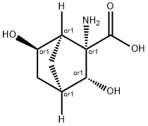 Bicyclo[2.2.1]heptane-2-carboxylic acid, 2-amino-3,6-dihydroxy-, 化学構造式