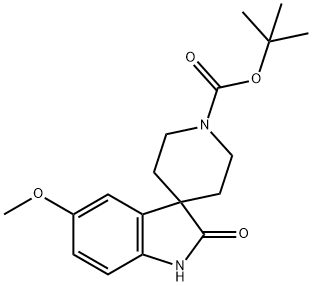 TERT-ブチル 5-メトキシ-2-オキソ-1,2-ジヒドロスピロ[インドール-3,4'-ピペリジン]-1'-カルボキシレート 化学構造式