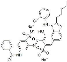 disodium 8-[[5-(benzoylamino)-2-sulphonatophenyl]azo]-1-[(2-chlorophenyl)amino]-9-hydroxy-2-pentyl-1H-naphth[1,2-d]imidazole-7-sulphonate 结构式