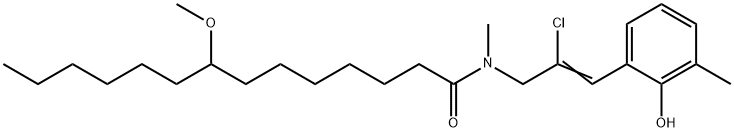 N-[2-Chloro-3-(2-hydroxy-3-methylphenyl)-2-propenyl]-8-methoxy-N-methyltetradecanamide 结构式