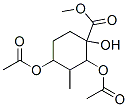 2,4-Bis(acetyloxy)-1-hydroxy-3-methylcyclohexanecarboxylic acid methyl ester Struktur