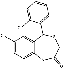 7-CHLORO-5-(2-CHLOROPHENYL)-1,5-DIHYDRO-4,1-BENZOTHIAZEPIN-2(3H)-ONE 化学構造式