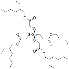 2-ethylhexyl 4-(3-butoxy-3-oxopropyl)-10-ethyl-4-[[2-[(2-ethylhexyl)oxy]-2-oxoethyl]thio]-7-oxo-8-oxa-3,5-dithia-4-stannatetradecanoate|