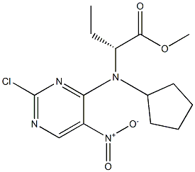 BUTANOIC ACID, 2-[(2-CHLORO-5-NITRO-4-PYRIMIDINYL)CYCLOPENTYLAMINO]-, METHYL ESTER, (2R)- 化学構造式