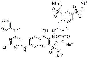 ammonium trisodium 7-[[6-[[4-chloro-6-(methylphenylamino)-1,3,5-triazin-2-yl]amino]-1-hydroxy-3-sulphonato-2-naphthyl]azo]naphthalene-1,3,6-trisulphonate Structure