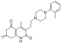 2,5(1H,6H)-Quinolinedione, 7,8-dihydro-3-(2-(4-(2-methylphenyl)-1-pipe razinyl)ethyl)-4,7,7-trimethyl- 结构式