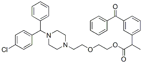3-ベンゾイル-α-メチルベンゼン酢酸2-[2-[4-[(4-クロロフェニル)フェニルメチル]-1-ピペラジニル]エトキシ]エチル 化学構造式