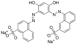 1-Naphthalenesulfonic acid, 4-[[2,4-dihydroxy-5-[(7-sulfo- 1-naphthalenyl)azo]phenyl]azo]-, disodium salt Structure