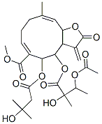 4-(3-Acetoxy-2-hydroxy-2-methyl-1-oxobutoxy)-2,3,3a,4,5,8,9,11a-octahydro-5-(3-hydroxy-3-methyl-1-oxobutoxy)-10-methyl-3-methylene-2-oxocyclodeca[b]furan-6-carboxylic acid methyl ester,75627-92-8,结构式