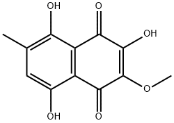 3,5,8-Trihydroxy-2-methoxy-6-methyl-1,4-naphthalenedione Struktur