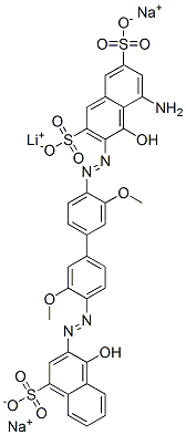 2,7-Naphthalenedisulfonic acid, 5-amino-4-hydroxy-3-[[4'- [(1-hydroxy-4-sulfo-2-naphthalenyl)azo]-3,3'-dimethoxy [1,1'-biphenyl]-4-yl]azo]-, monolithium disodium salt 化学構造式