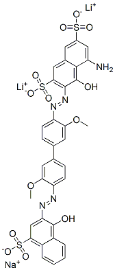 2,7-Naphthalenedisulfonic acid, 5-amino-4-hydroxy-3-[[4'- [(1-hydroxy-4-sulfo-2-naphthalenyl)azo]-3,3'-dimethoxy [1,1'-biphenyl]-4-yl]azo]-, dilithium monosodium salt 结构式