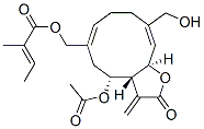 (E)-2-Methyl-2-butenoic acid [[(3aR,4R,6Z,10E,11aR)-4-acetoxy-2,3,3a,4,5,8,9,11a-octahydro-10-hydroxymethyl-3-methylene-2-oxocyclodeca[b]furan-6-yl]methyl] ester,75683-55-5,结构式